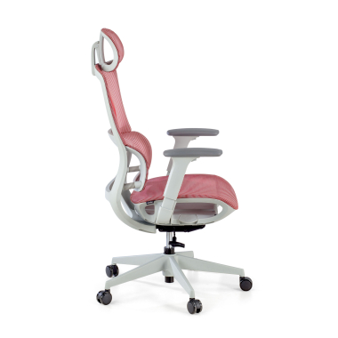 ergonomischer burostuhl weiss rot weisse struktur netzstoff 3d verstellbare armlehnen doppelte lordosenstutze kopfstutze 7