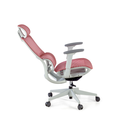 ergonomischer burostuhl weiss rot weisse struktur netzstoff 3d verstellbare armlehnen doppelte lordosenstutze kopfstutze 8