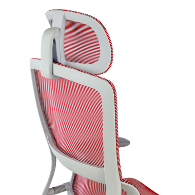 ergonomischer burostuhl weiss rot weisse struktur netzstoff 3d verstellbare armlehnen doppelte lordosenstutze kopfstutze 6