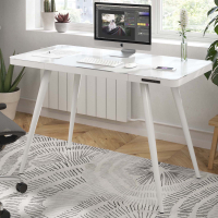 Design-Schreibtisch Clarity mit kabellosem Ladegerät und Stahlbeinen