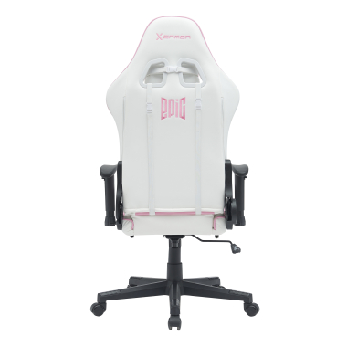 gaming stuhl weiss rosa epic kunstleder bewegliche armlehnen lumbal und nackenkissen kopfstutze ausziehbare fussstutze 5