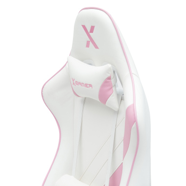 gaming stuhl weiss rosa epic kunstleder bewegliche armlehnen lumbal und nackenkissen kopfstutze ausziehbare fussstutze 6