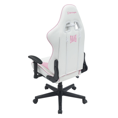 gaming stuhl weiss rosa epic kunstleder bewegliche armlehnen lumbal und nackenkissen kopfstutze ausziehbare fussstutze 9