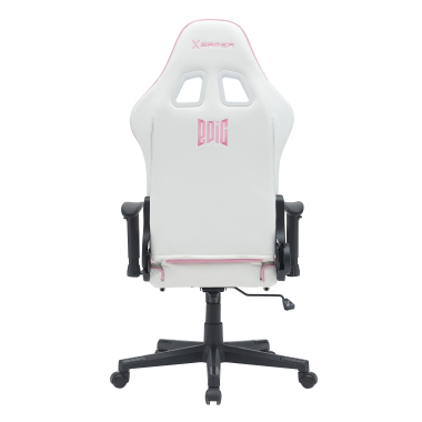 gaming stuhl weiss rosa epic kunstleder bewegliche armlehnen lumbal und nackenkissen kopfstutze ausziehbare fussstutze 13