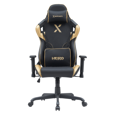 gaming stuhl gelb hero kunstleder bewegliche armlehnen lumbal und nackenkissen kopfstutze 3