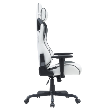 gaming stuhl weiss grau hero kunstleder bewegliche armlehnen lumbal und nackenkissen kopfstutze 7