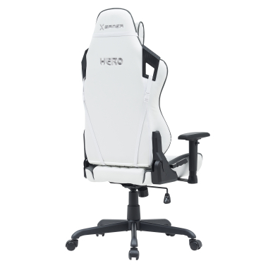 gaming stuhl weiss grau hero kunstleder bewegliche armlehnen lumbal und nackenkissen kopfstutze 8
