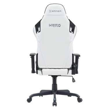 gaming stuhl weiss grau hero kunstleder bewegliche armlehnen lumbal und nackenkissen kopfstutze 6
