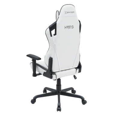 gaming stuhl weiss grau hero kunstleder bewegliche armlehnen lumbal und nackenkissen kopfstutze 9