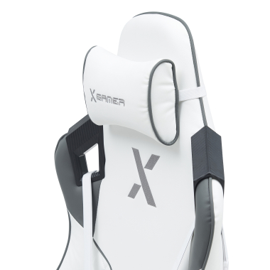 gaming stuhl weiss grau hero kunstleder bewegliche armlehnen lumbal und nackenkissen kopfstutze 4