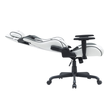 gaming stuhl weiss grau hero kunstleder bewegliche armlehnen lumbal und nackenkissen kopfstutze 5