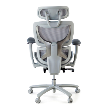 ergonomischer burostuhl weiss grau weisse struktur netzstoff 3d verstellbare armlehnen kopfstutze ausziehbare fussstutze 4