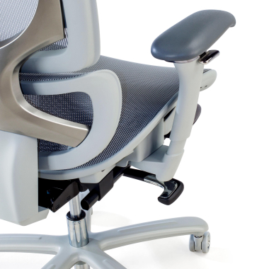ergonomischer burostuhl weiss grau weisse struktur netzstoff 3d verstellbare armlehnen kopfstutze ausziehbare fussstutze 10