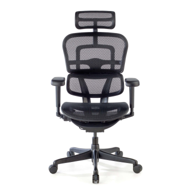 ergonomischer burostuhl schwarz schwarzes gestell netzstoff 4d verstellbare armlehnen lordosenstutze kopfstutze 3