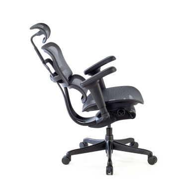 ergonomischer burostuhl schwarz schwarzes gestell netzstoff 4d verstellbare armlehnen lordosenstutze kopfstutze 5