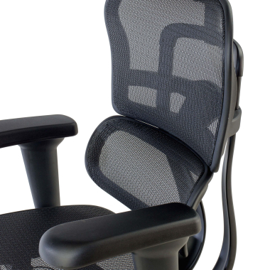 ergonomischer burostuhl schwarz schwarzes gestell netzstoff 4d verstellbare armlehnen lordosenstutze kopfstutze 7