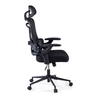 ergonomischer burostuhl schwarz optima netzstoff hochklappbare armlehnen doppelte lordosenstutze kopfstutze 4