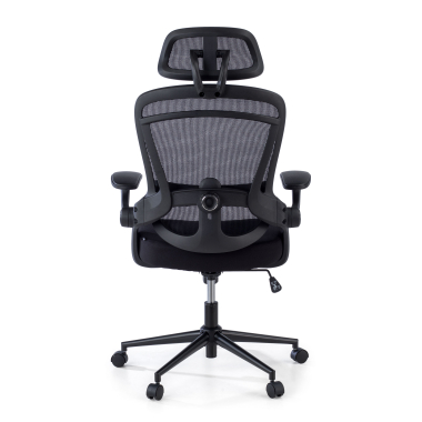 ergonomischer burostuhl schwarz optima netzstoff hochklappbare armlehnen doppelte lordosenstutze kopfstutze 8