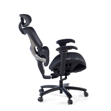 ergonomischer burostuhl schwarz schwarze struktur netzstoff 3d verstellbare armlehnen kopfstutze ausziehbare fussstutze 4