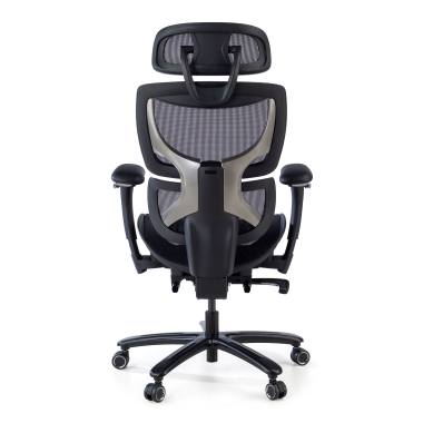 ergonomischer burostuhl schwarz schwarze struktur netzstoff 3d verstellbare armlehnen kopfstutze ausziehbare fussstutze 5